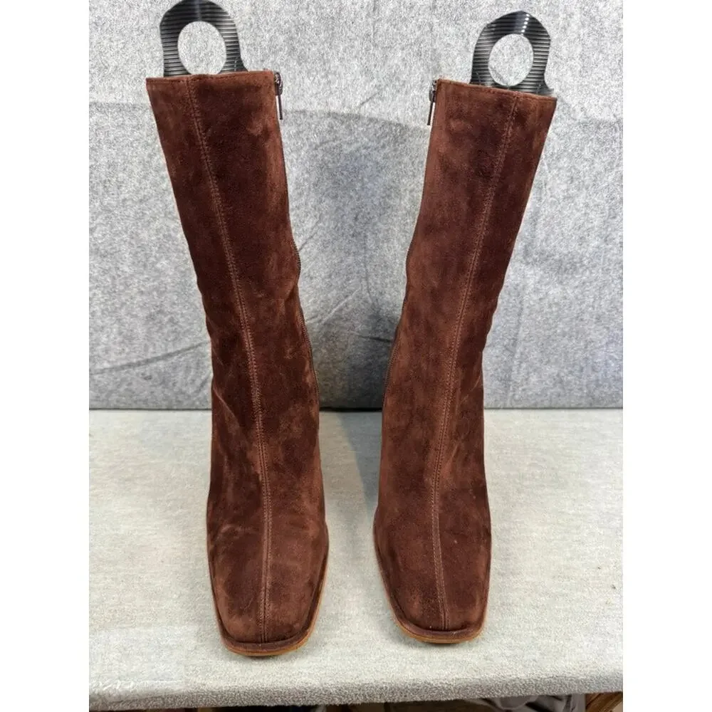 Steve Madden Chocolate Suede Heeled Boots - Picture 2 of 9